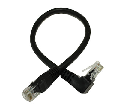 1ft Cat6 ANGLED-DOWN Ethernet RJ45 Patch Cable, NON-BOOTED, WHITE