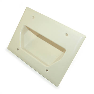Wall plate: Triple-Gang Recessed Cable Pass-thru, Light Almond