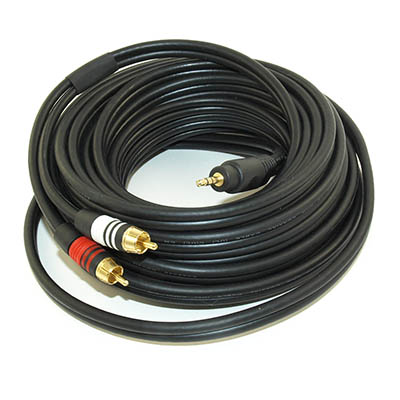35ft 3.5mm Premium Mini-Stereo TRS Male to 2 RCA Male Audio/Speaker Cable