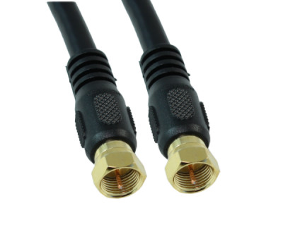 1.5ft RG6 QUAD SHIELD Black HI-BANDWIDTH Coax Cable F-type Gold Plated