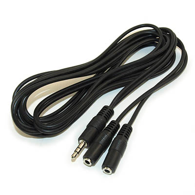 6ft 3.5mm Mini-Stereo TRS Male to Y-Female (2) EXTENSION Cable
