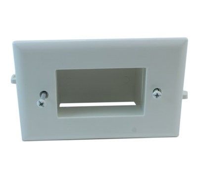 Wall plate: Recessed Low Voltage Cable Pass-Thru w/Easy Mount, White
