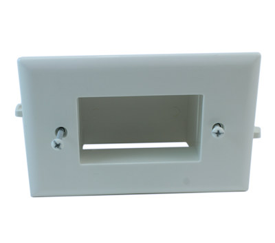 Wallplate: Recessed Low Voltage Cable Pass-Thru w/Easy Mount, White