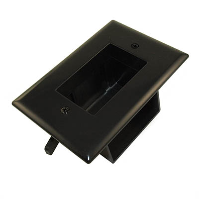Wallplate: Recessed Low Voltage Cable Pass-Thru w/Easy Mount, Black