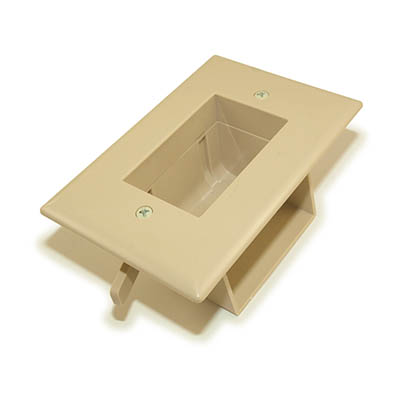 Wall plate: Recessed Low Voltage Cable Pass-Thru w/Easy Mount, Ivory