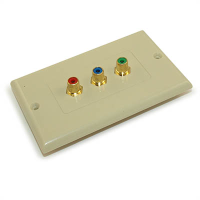 Wallplate: 3 Wire RCA Component Wall Plate Gold Plated, Ivory