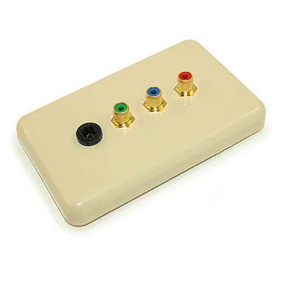 Wall plate: 3 RCA component & Toslink Optical, Gold Plate, Ivory