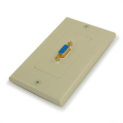 Wall plate: VGA Female/Female 1 Port, Gold Plated, Ivory