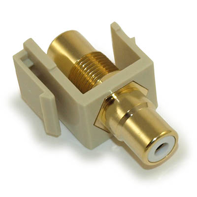 Keystone Jack Insert/Coupler Type: RCA with WHITE Center,Gold Plated, Ivory