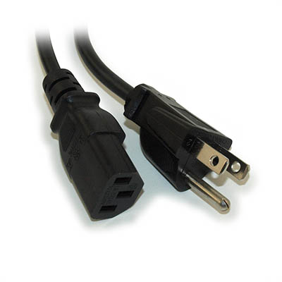 12ft Computer Power Cord (NEMA 5-15P to C13 Plug 18AWG, Black