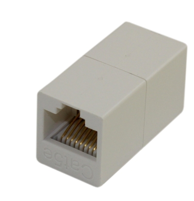 Inline Coupler RJ45 Cat5e Jack Straight, Female to Female, White