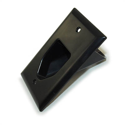 Wall plate: Single-Gang Recessed Cable Pass-thru, Black