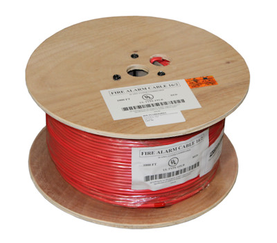 Fire Alarm Cable 16AWG/2 Conductor Solid FPLR, 1000ft, Red