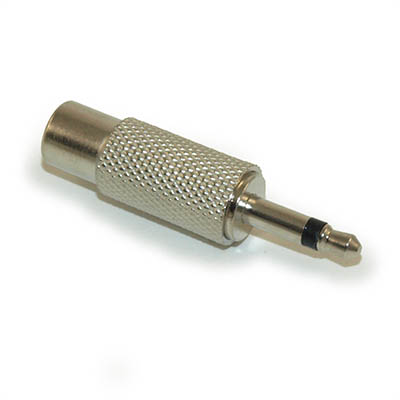 3.5mm Male MONO TS Plug to RCA Female Mono Jack, Nickel Plated, each