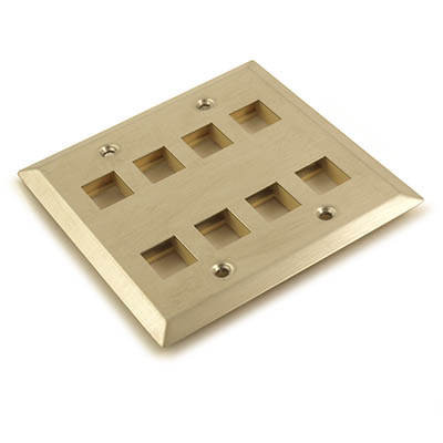 Wall plate: Keystone, 8 Hole/2 Gang - Stainless Steel