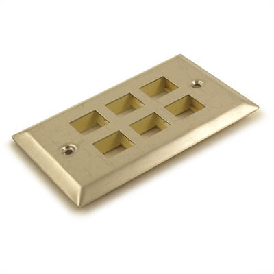 Wall plate: Keystone, 6 Hole - Stainless Steel