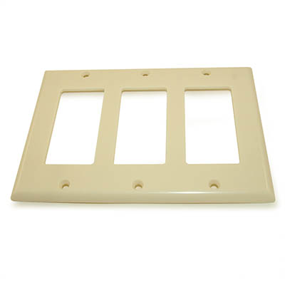 Wall plate: 3 Gang Decor Plate Frame, Ivory