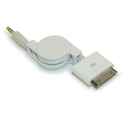 2.5ft iPhone/iPod Audio out Apple(TM) Connector to 3.5mm, Retractable