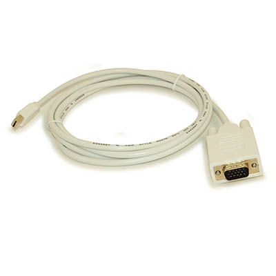 3ft Mini DisplayPort to VGA Cable 28AWG Gold Plated, White