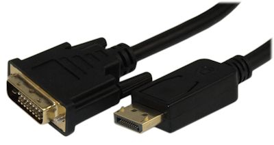 3ft DisplayPort to DVI Cable 28AWG Gold Plated, Black