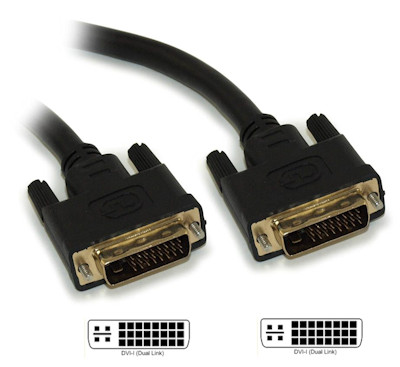 15ft DVI-I Dual Link DIGITAL AND ANALOG (28 AWG) Gold Plated Cable