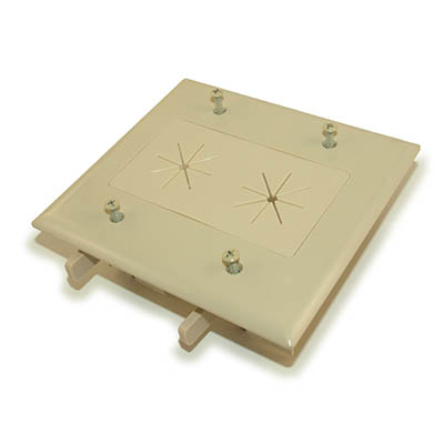 Wallplate: DOUBLE-Gang Pass-Thru with Flex Opening, Ivory