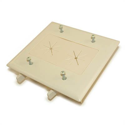 Wall plate: DOUBLE-Gang Pass-Thru with Flex Opening, Light Almond