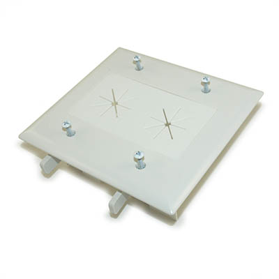 Wallplate: DOUBLE-Gang Pass-Thru with Flex Opening, White