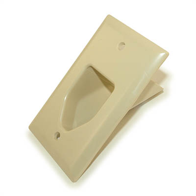 Wall plate: Single-Gang Recessed Cable Pass-thru, Ivory