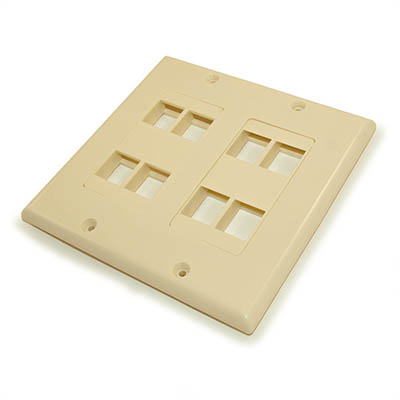 Wall plate: Decora Keystone, DUAL Gang 8 Hole - Ivory