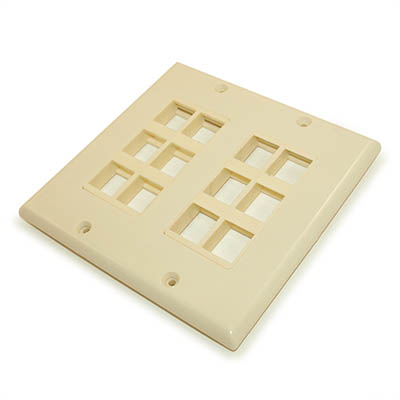 Wall plate: Decora Keystone, DUAL Gang 12 Hole - Ivory