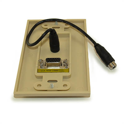 Wallplate: VGA Female/Female & Stereo TRS 3.5mm Audio, Gold Plated, Ivory