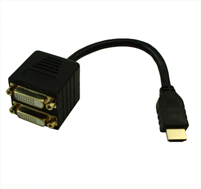 6inch HDMI Male to 2 DVI-D Female Splitter (Mirror) Adapter Cable