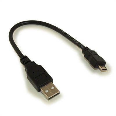 8inch USB 2.0 Type A Male to Micro-B 5-Pin Cable, Nickel Plated