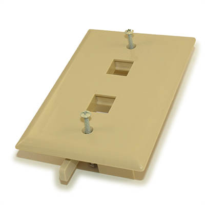 Wallplate: Keystone, 2 Hole with Built-in Connector Latches, Ivory