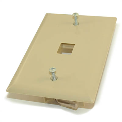 Wall plate: Keystone, 1 Hole with Built-in Connector Latches, Ivory