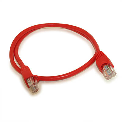 2ft Cat5E Ethernet RJ45 Patch Cable, Stranded, Snagless Booted, RED