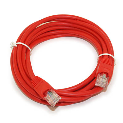 10ft Cat5E Ethernet RJ45 Patch Cable, Stranded, Snagless Booted, RED
