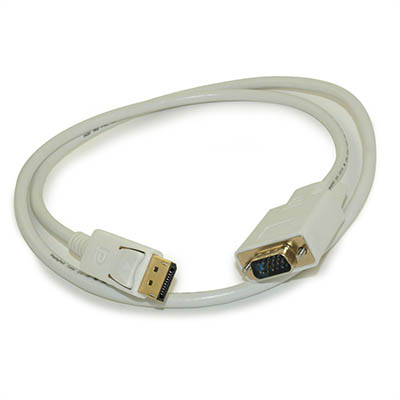 3ft DisplayPort to VGA Cable 30AWG Gold Plated, White