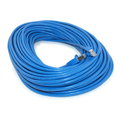 100ft Cat5E SHIELDED Ethernet RJ45 Patch Cable,Stranded,Snagless Booted,BLU