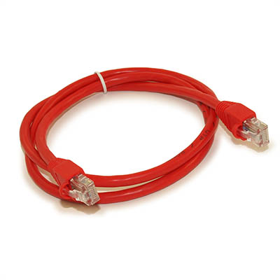 3ft Cat6 Ethernet RJ45 Patch Cable, Stranded, Snagless Booted, RED