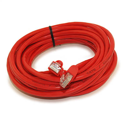 20ft Cat6 Ethernet RJ45 Patch Cable, Stranded, Snagless Booted, RED