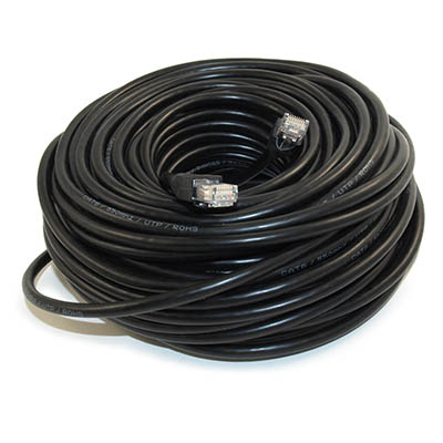 100ft Cat6 Ethernet RJ45 Patch Cable, Stranded, Snagless Booted, BLACK