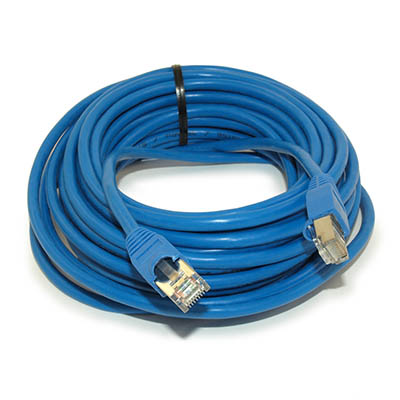 30ft Cat5E SHIELDED Ethernet RJ45 Patch Cable,Stranded,Snagless Booted,BLUE