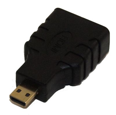 Micro-HDMI (Type-D) Male to HDMI A Female Adapter, Gold Plated