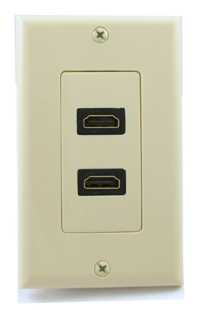 Wallplate  HDMI (Dual) w/4 Built-in Flexible Extension Cable Ivory