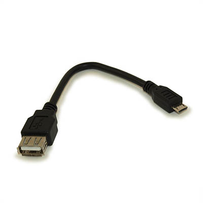 6inch OTG USB Micro-B 5pin Male to Type A Female, Black