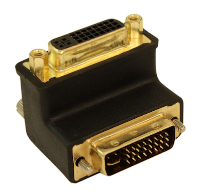 DVI-I Male to DVI-I Female Right Angle (90 degrees) Adapter