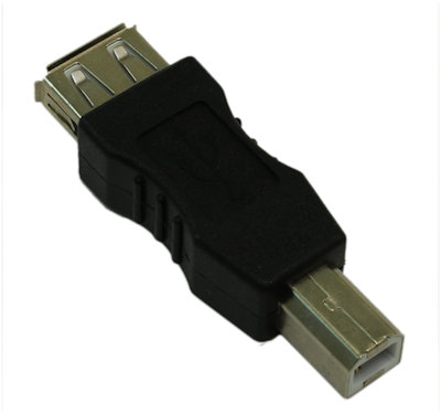 USB A Female/B Male Adapter, BLACK