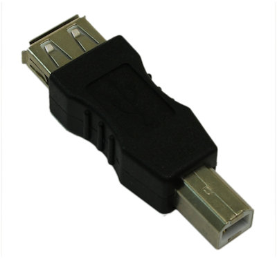 USB A Female/B Male Adapter, BLACK
